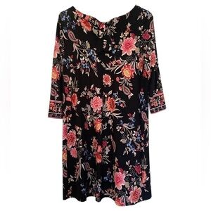 𝅺LOFT Floral Black Colorful Dress Women SP Small Petite